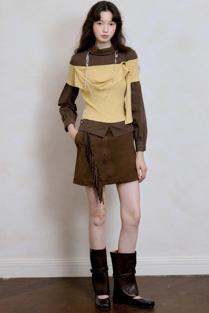 Irregular High Collar Sweater Tops