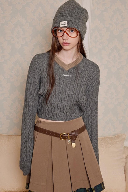 Retro Color-Blocked Knit Sweater