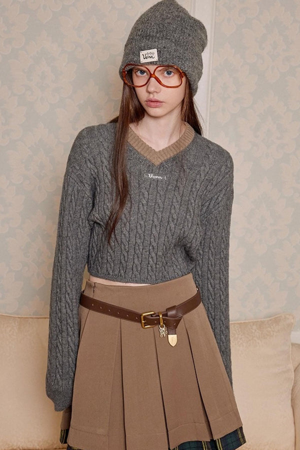 Retro Color-Blocked Knit Sweater