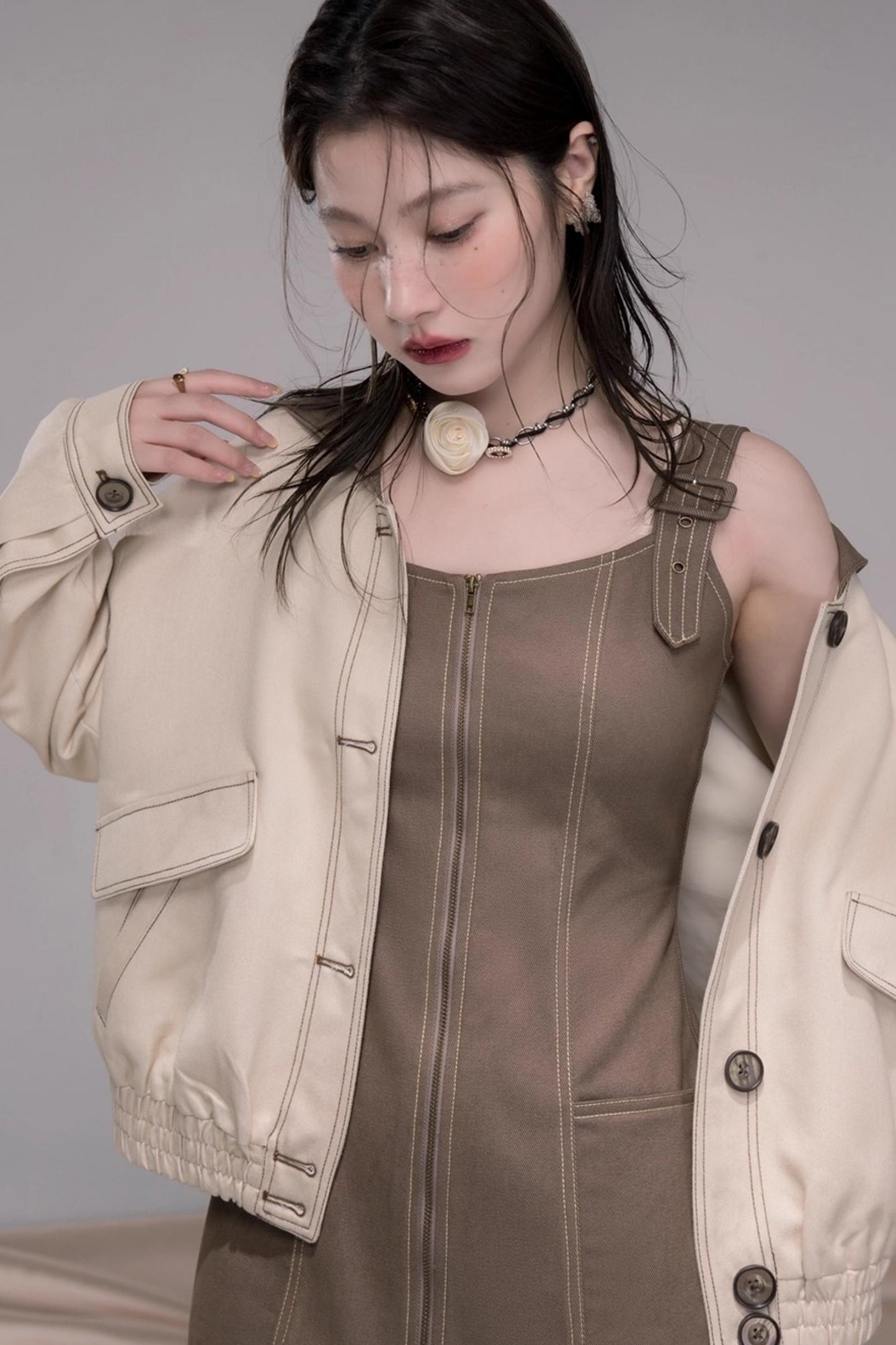 Mountain Apricot Navy Denim Jacket Set-Up