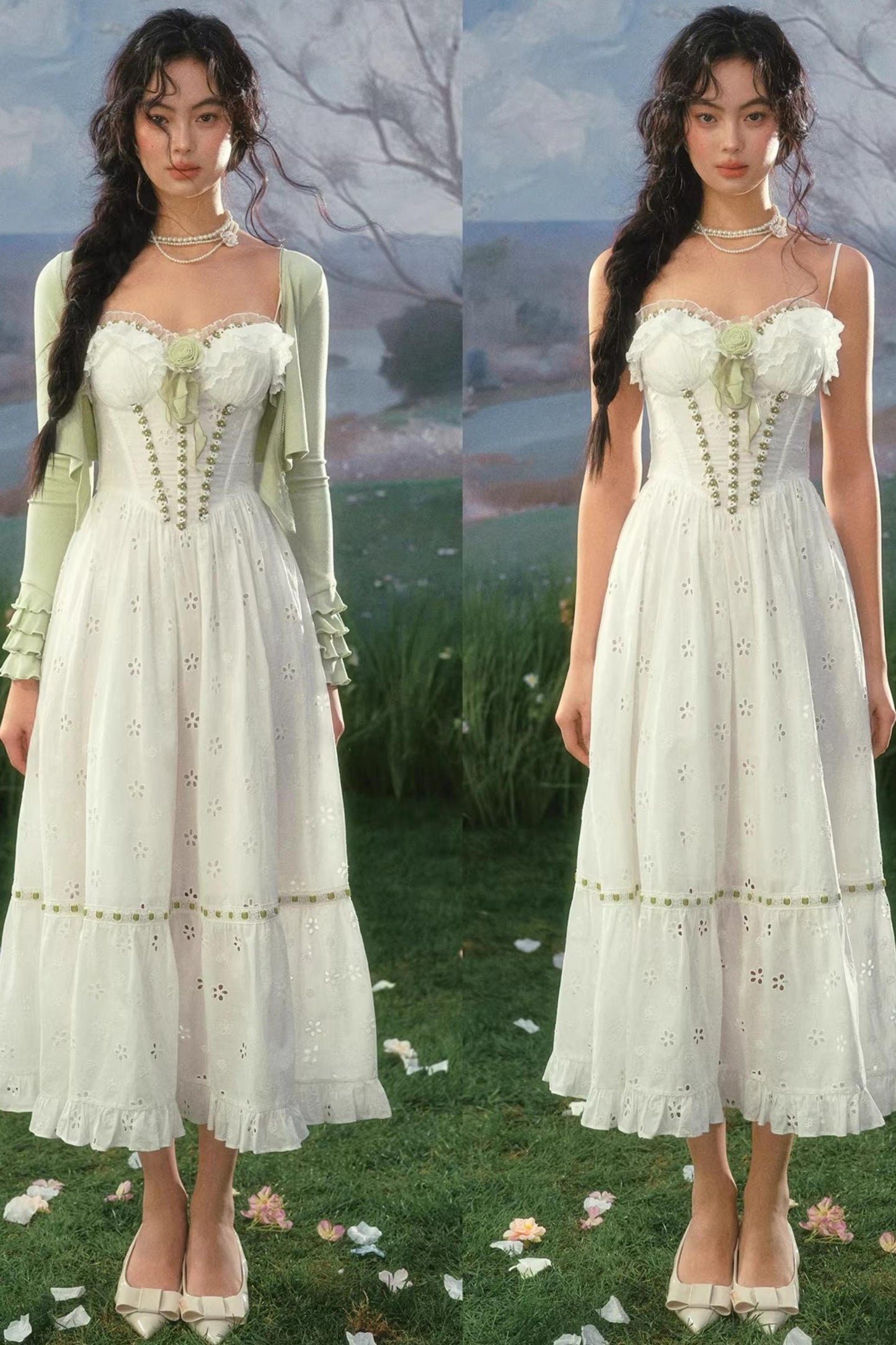 French Pastoral Floral Dress Set-Up