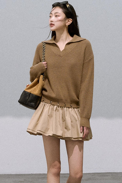 Wool V-Neck Temptation Dress