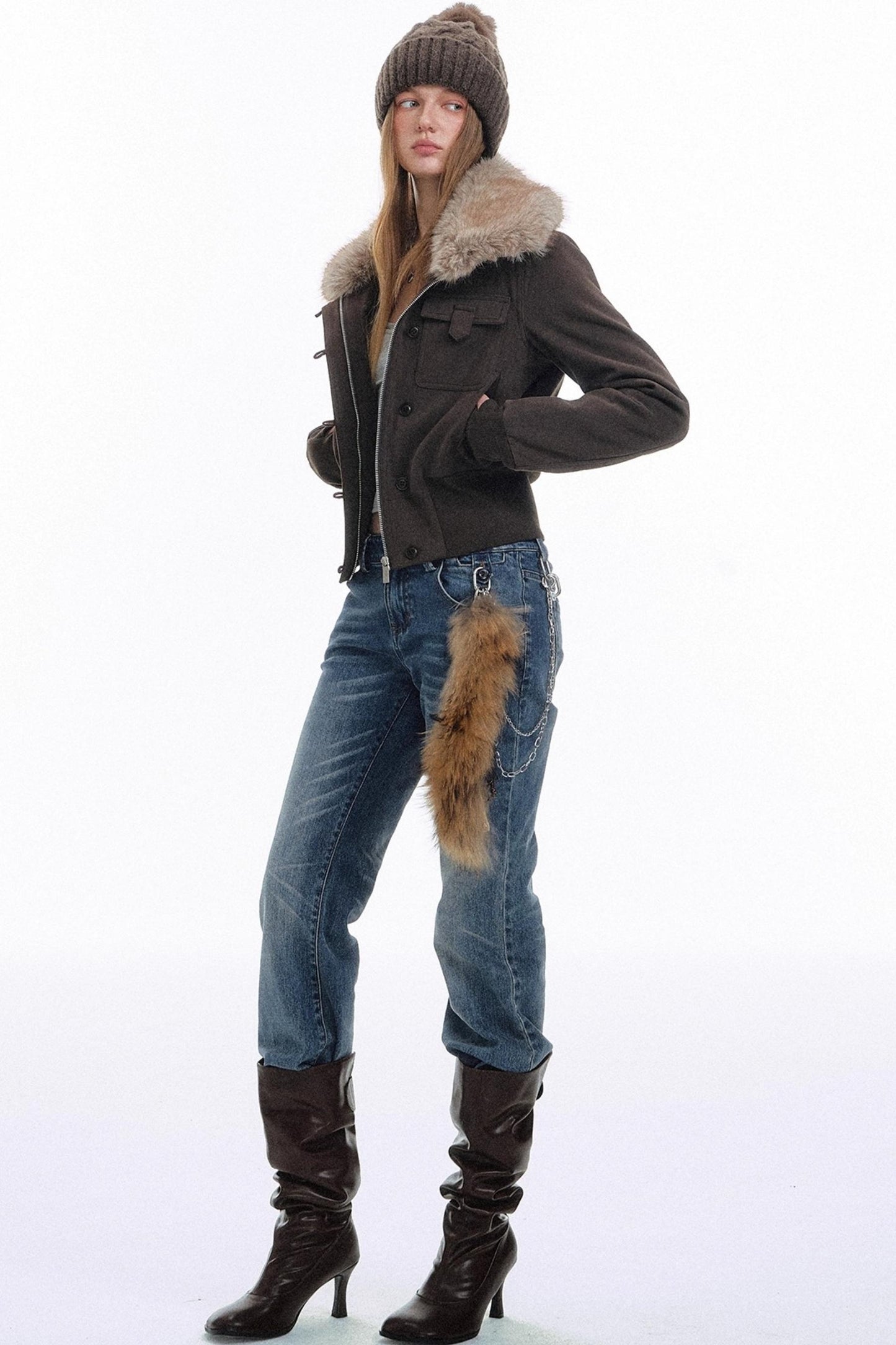 Raccoon Fur Lapel Jacket