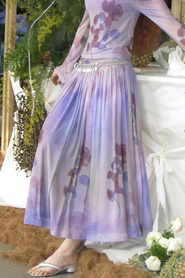 Freesia Purple One-Shoulder Top & Skirt Set-Up