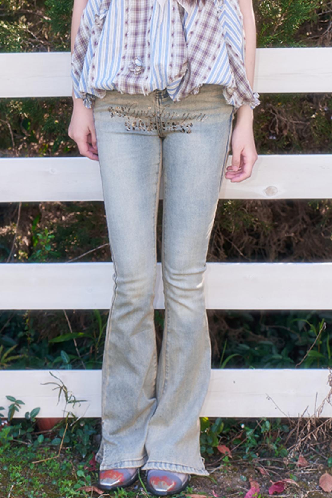 Vintage Aqua Slim Flare Jeans