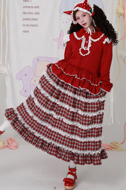 Red Plaid Lolita Skirt