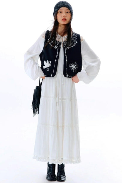 Dream Catcher Lace Panel Long-Sleeved Dress