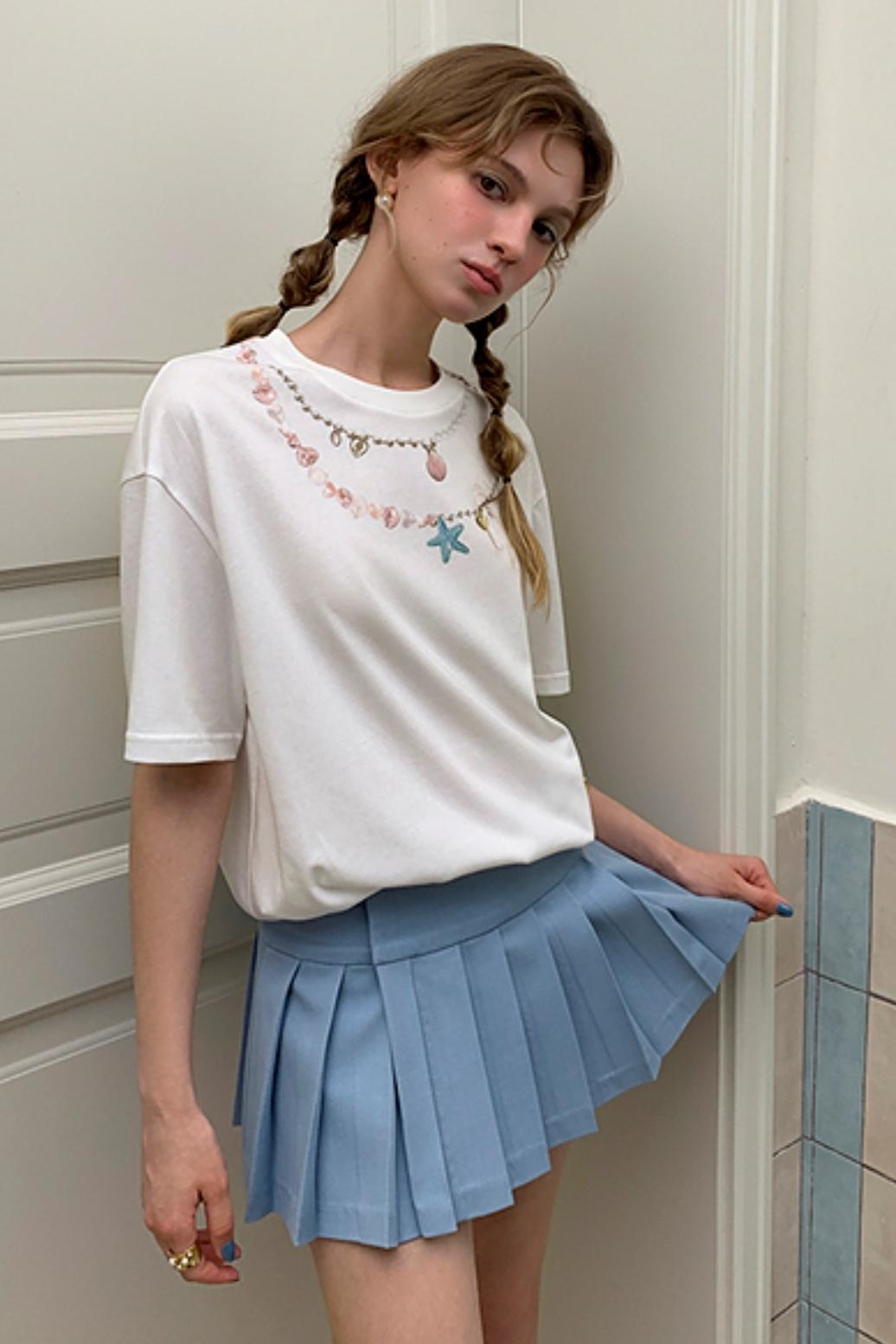 Blue A-line Mini Skirt