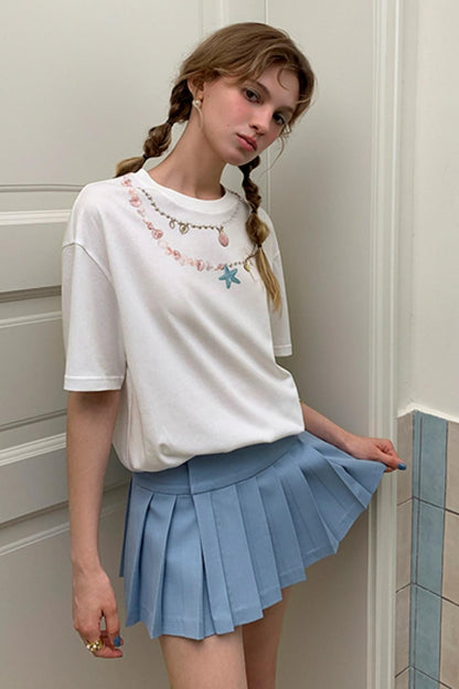 Blue A-line Mini Skirt