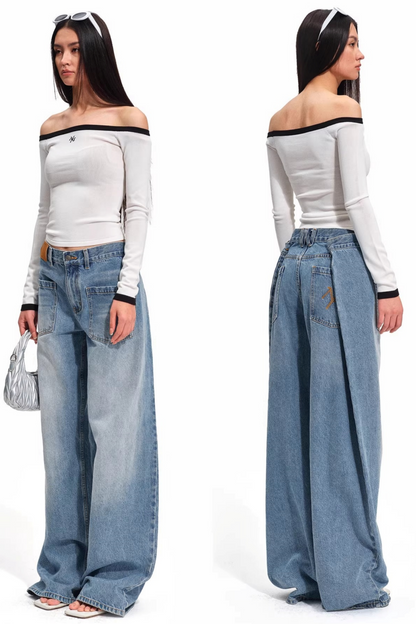 Color-Block Off-Shoulder Knit Top