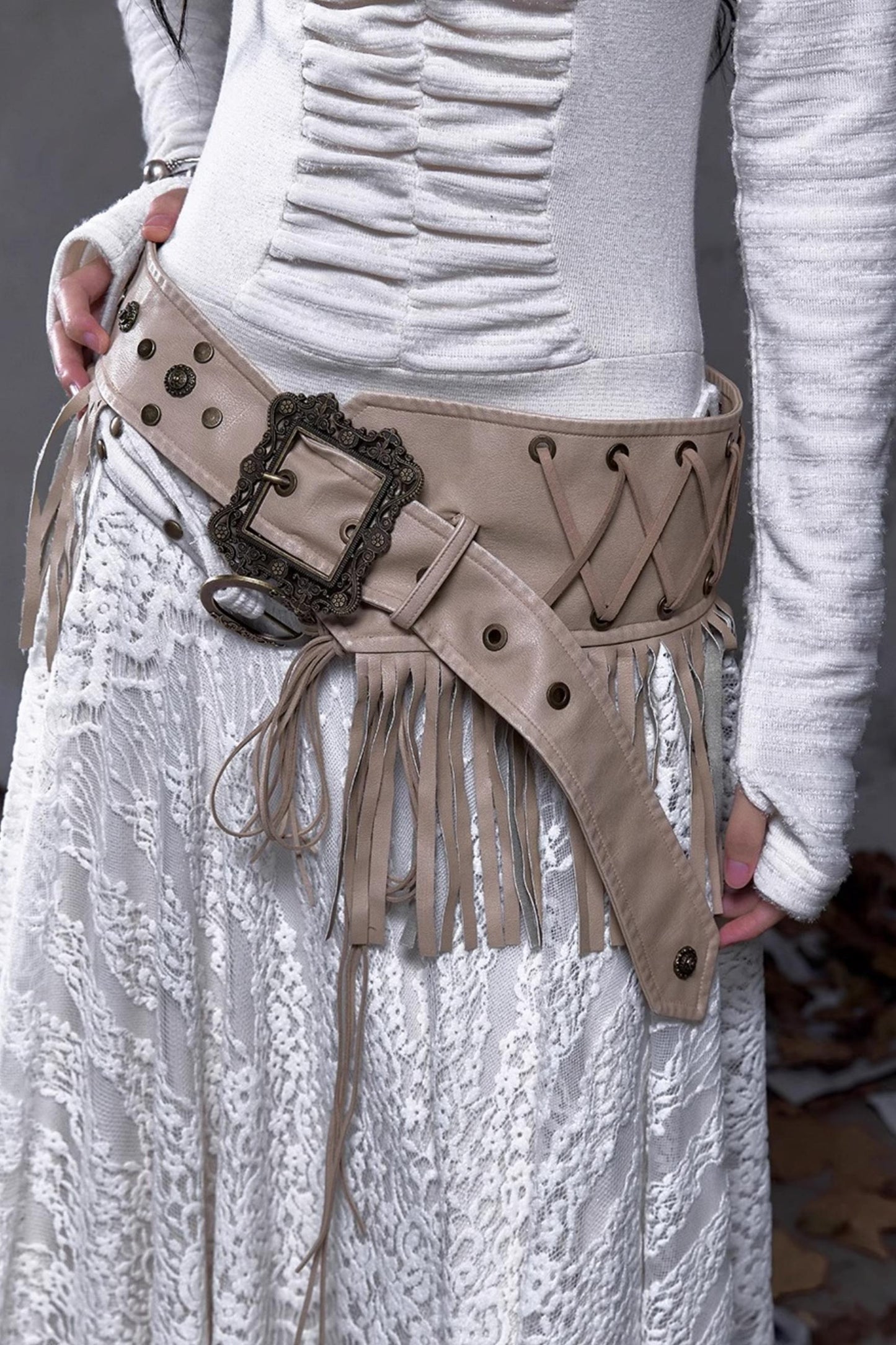 Vintage Punk Fringe Leather Belt