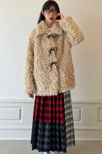 Cozy Bow Button Wool Coat