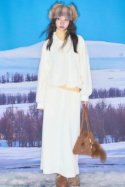 Moroccan Quilted Texture Sweatshirt Skirt Set-Up