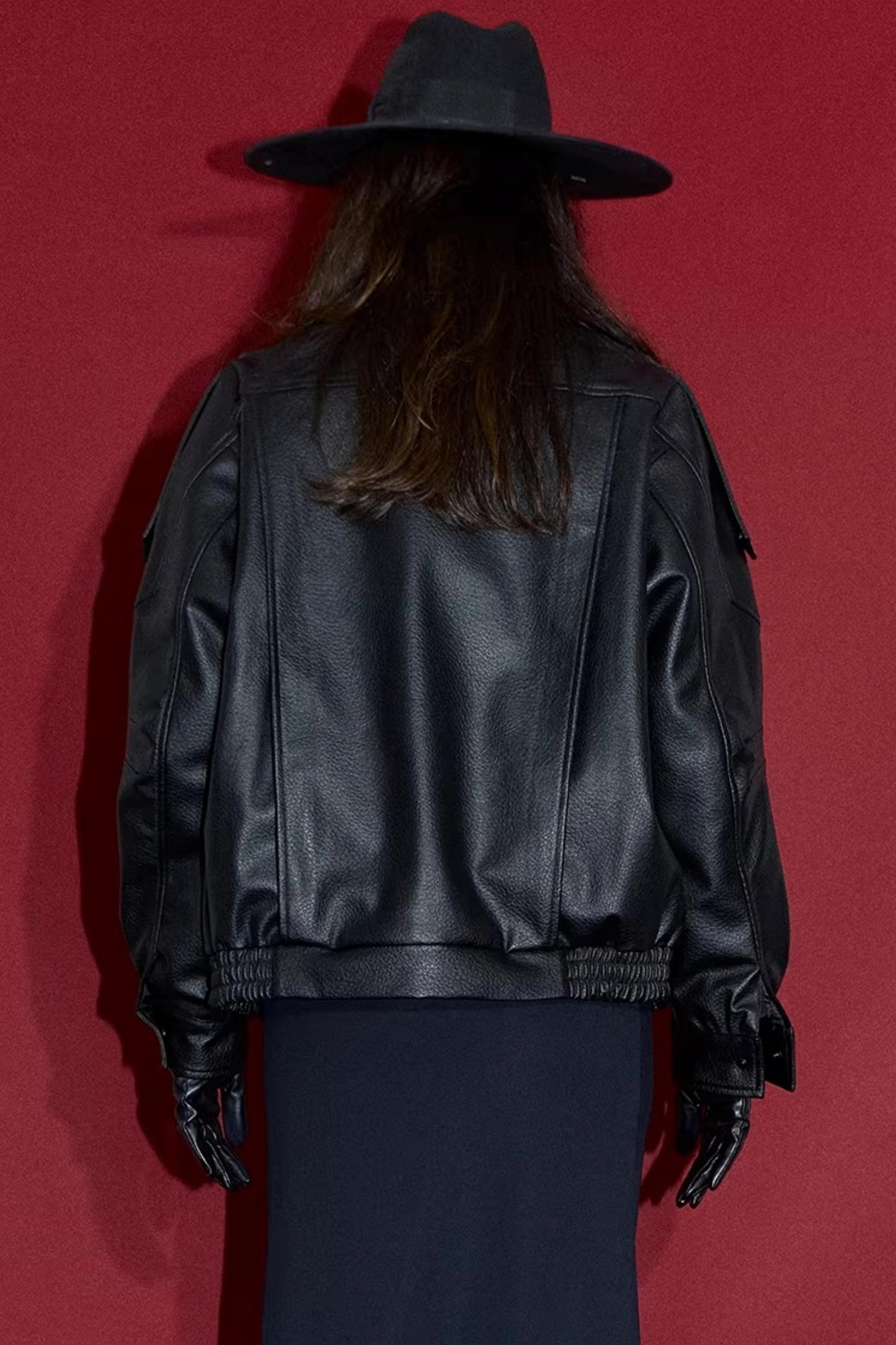 Retro Lychee Pattern Leather Jacket