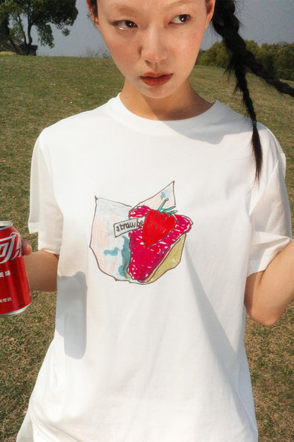 Hand-Painted Strawberry Tee