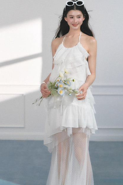 Summer Mesh Slip Dress With Skirt Set-Up