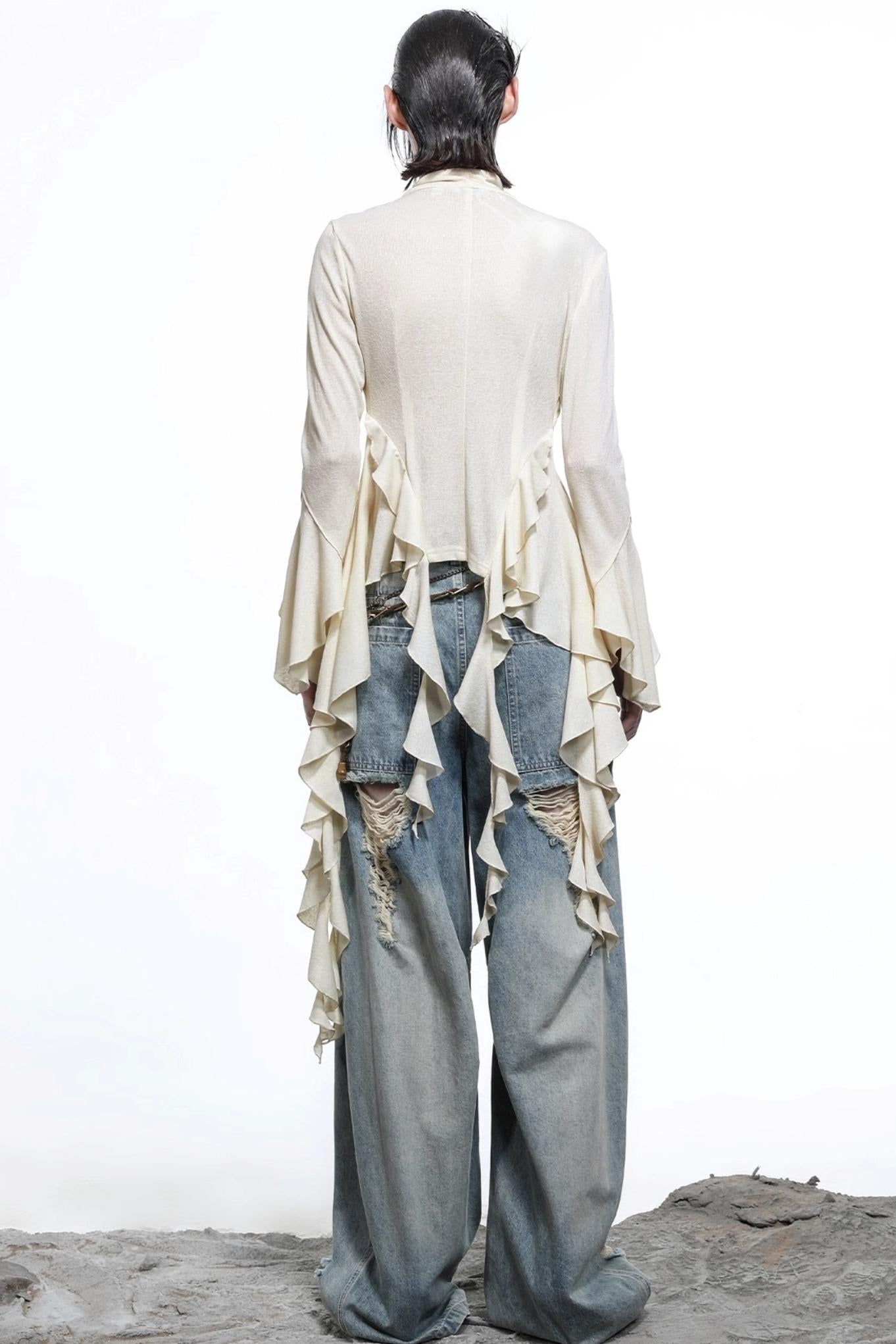 Lyocell Ruffled Cardigan