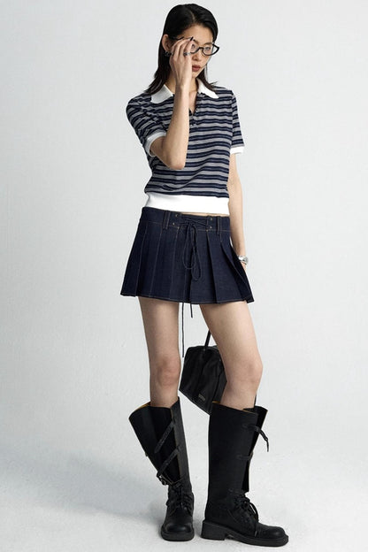 Vintage Crossover Pleated Skirt