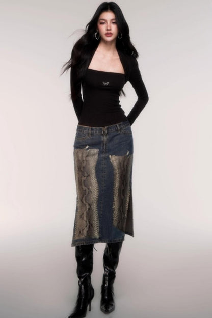 Fake Two Sleeve Slim Knit Top