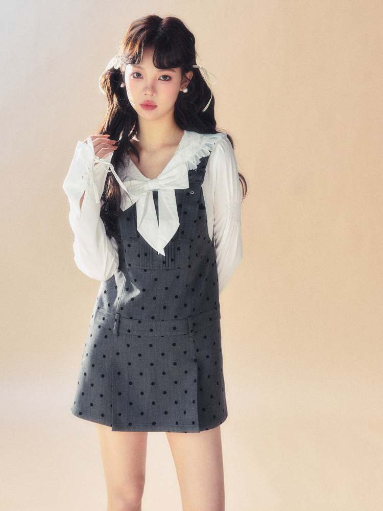 Retro Polka Dot Suspender Dress