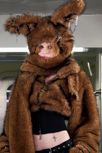 Long-Haired Patchwork Rabbit Hat