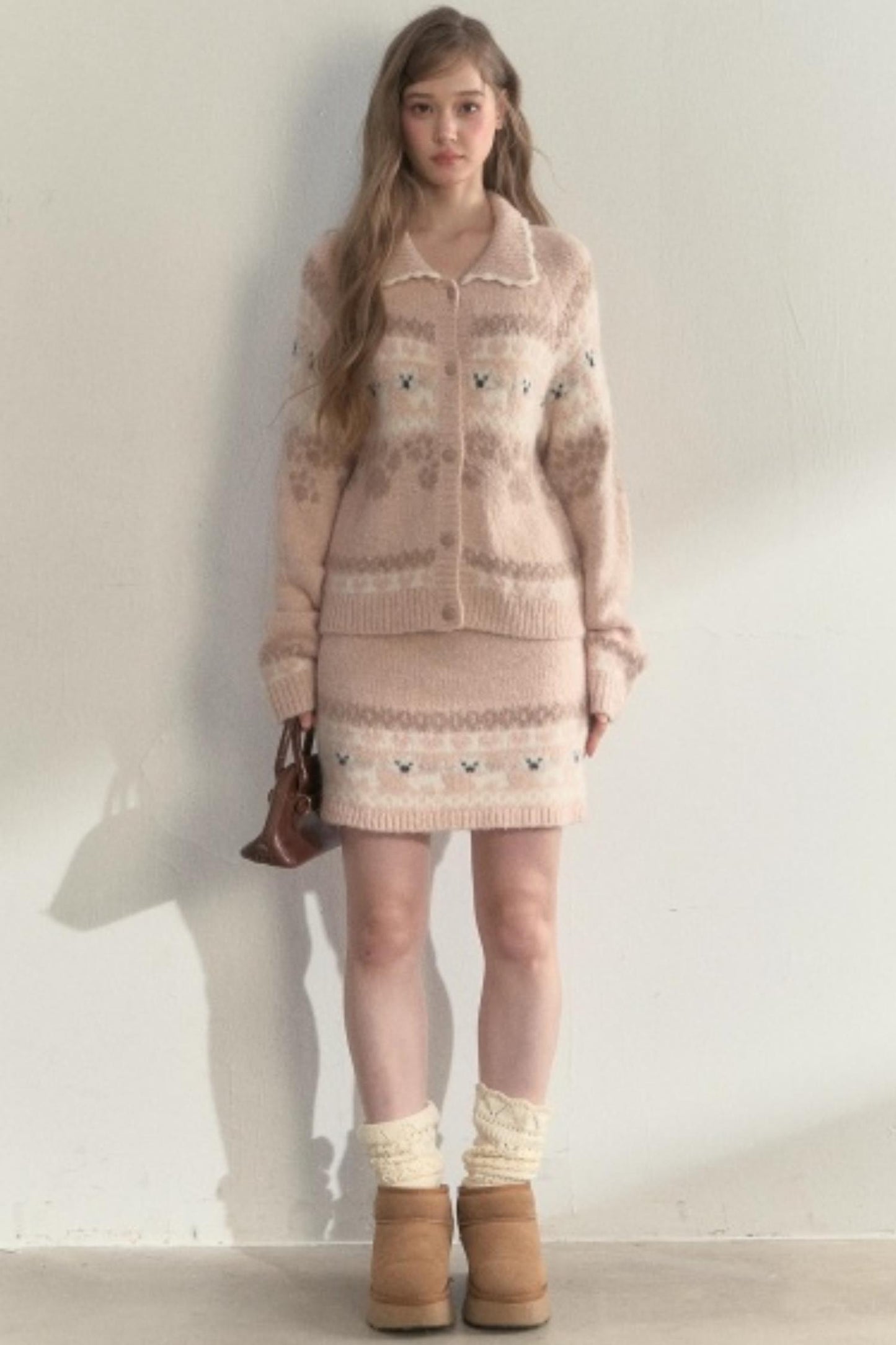 Vintage Preppy Style Knit Sweater Set-up