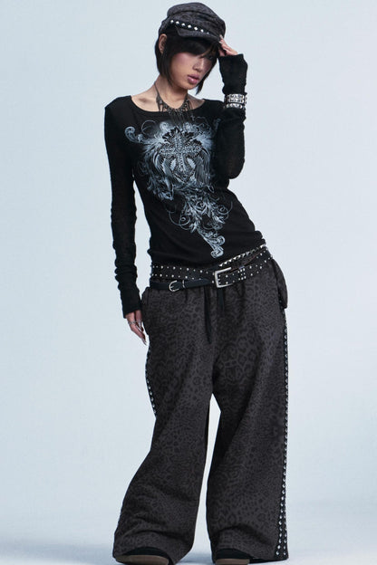 Knitted Mesh Rivet Sweater