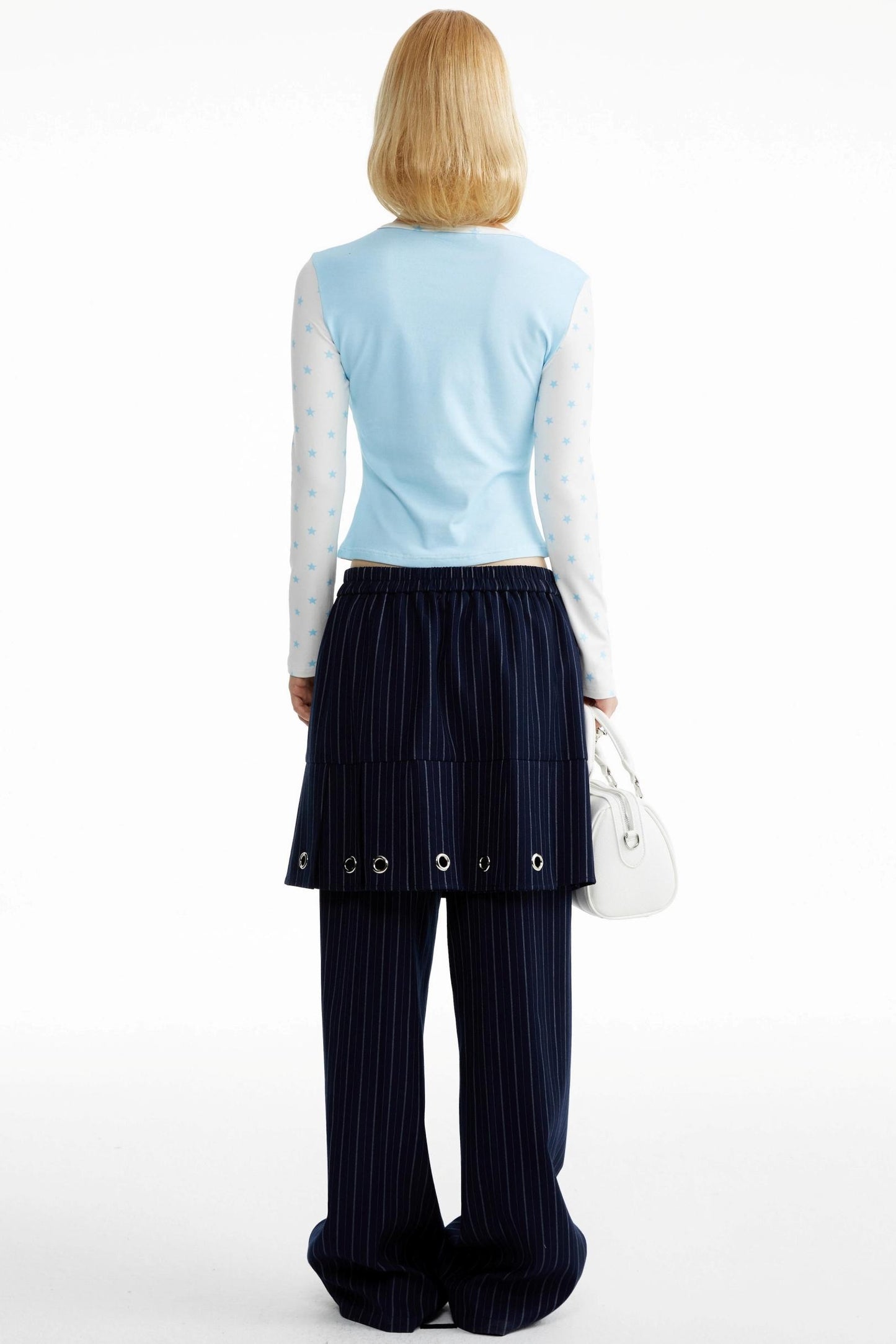 Fake Two-Piece Culottes Straight Pants
