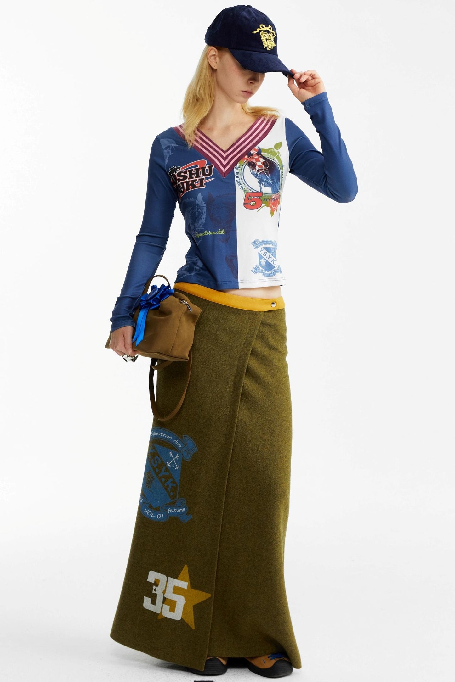 Olive Woolen Long Skirt