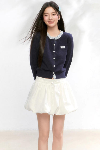 Fake Layered Contrast Knit Top Set-Up