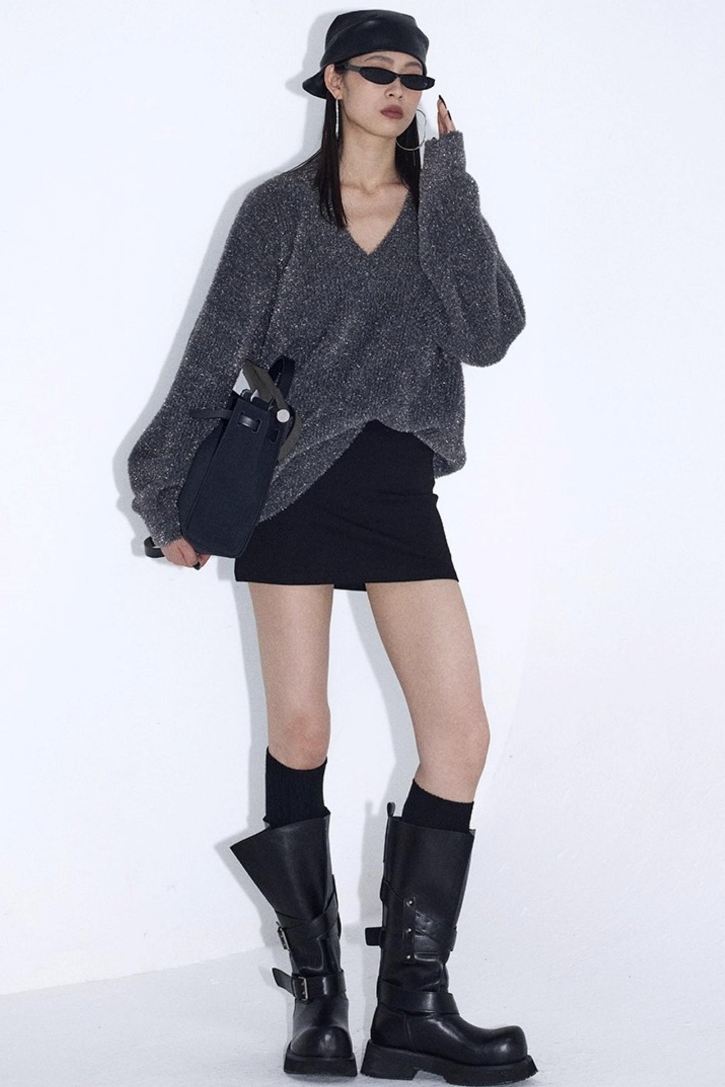 Silver V-Neck Sweater