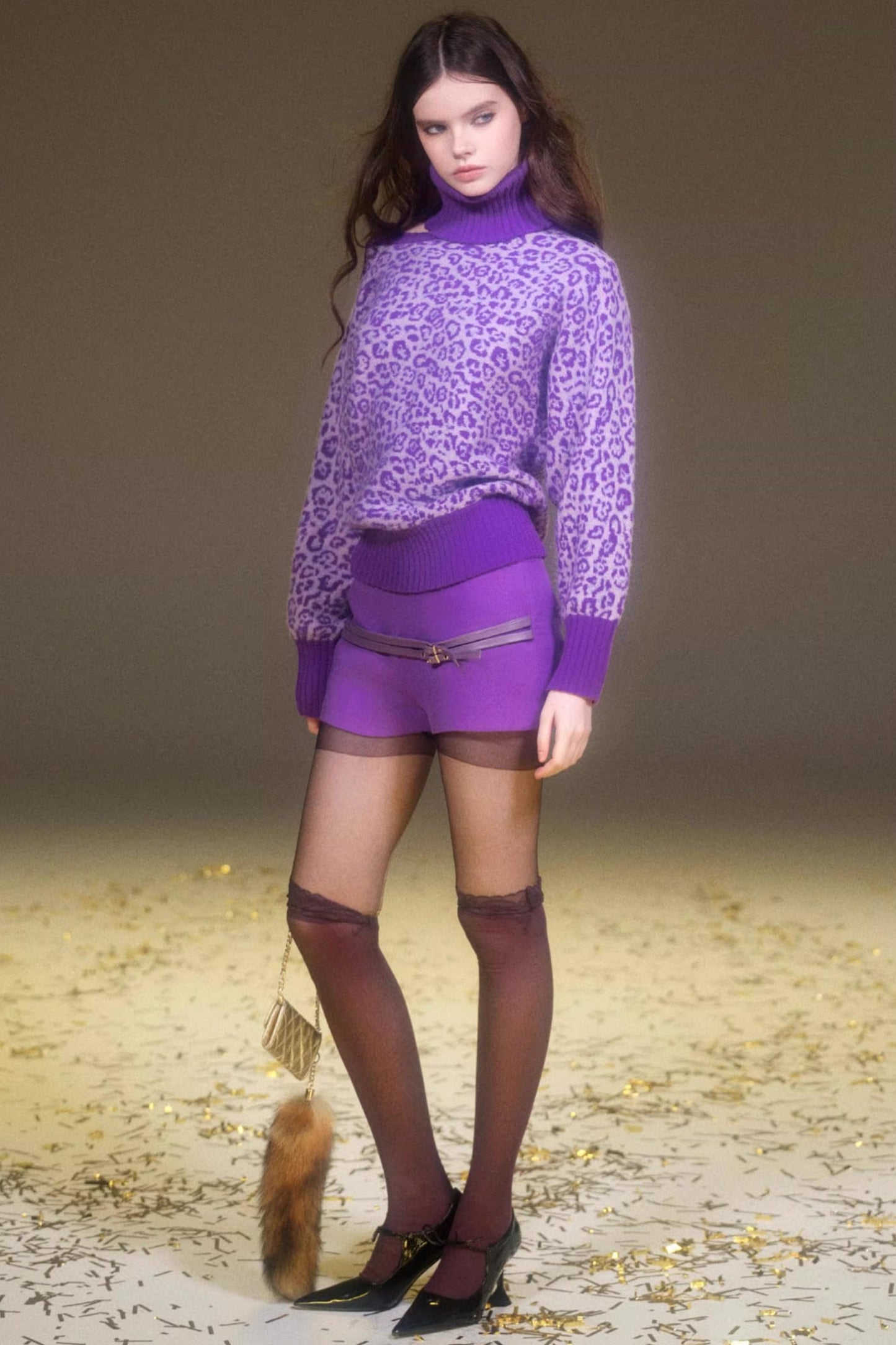 Retro Purple Leopard Sweater Set-Up