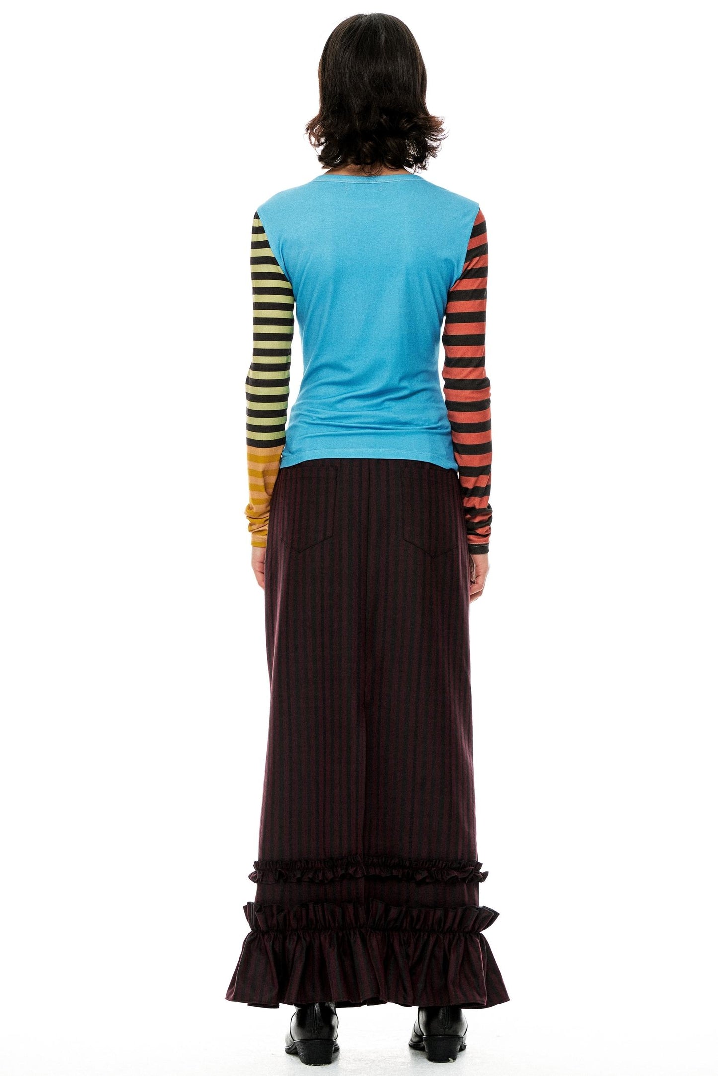 Striped Lace Straight Long Skirt