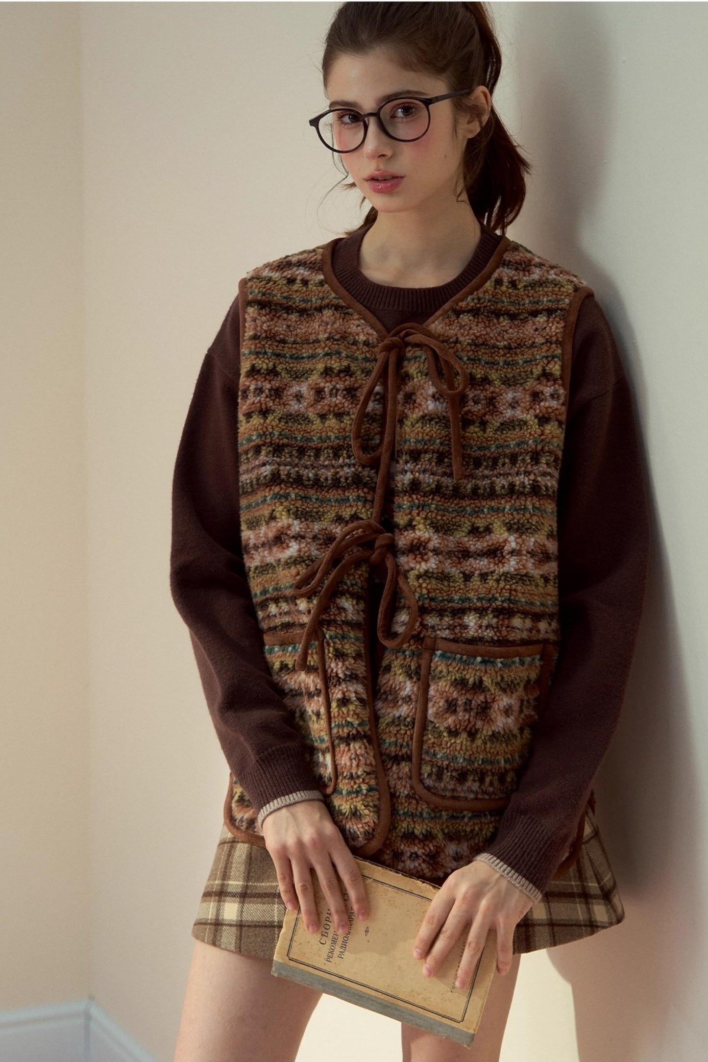 Reversible Bow Strap Fur Vest