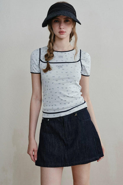 Retro Denim A-Line Skirt