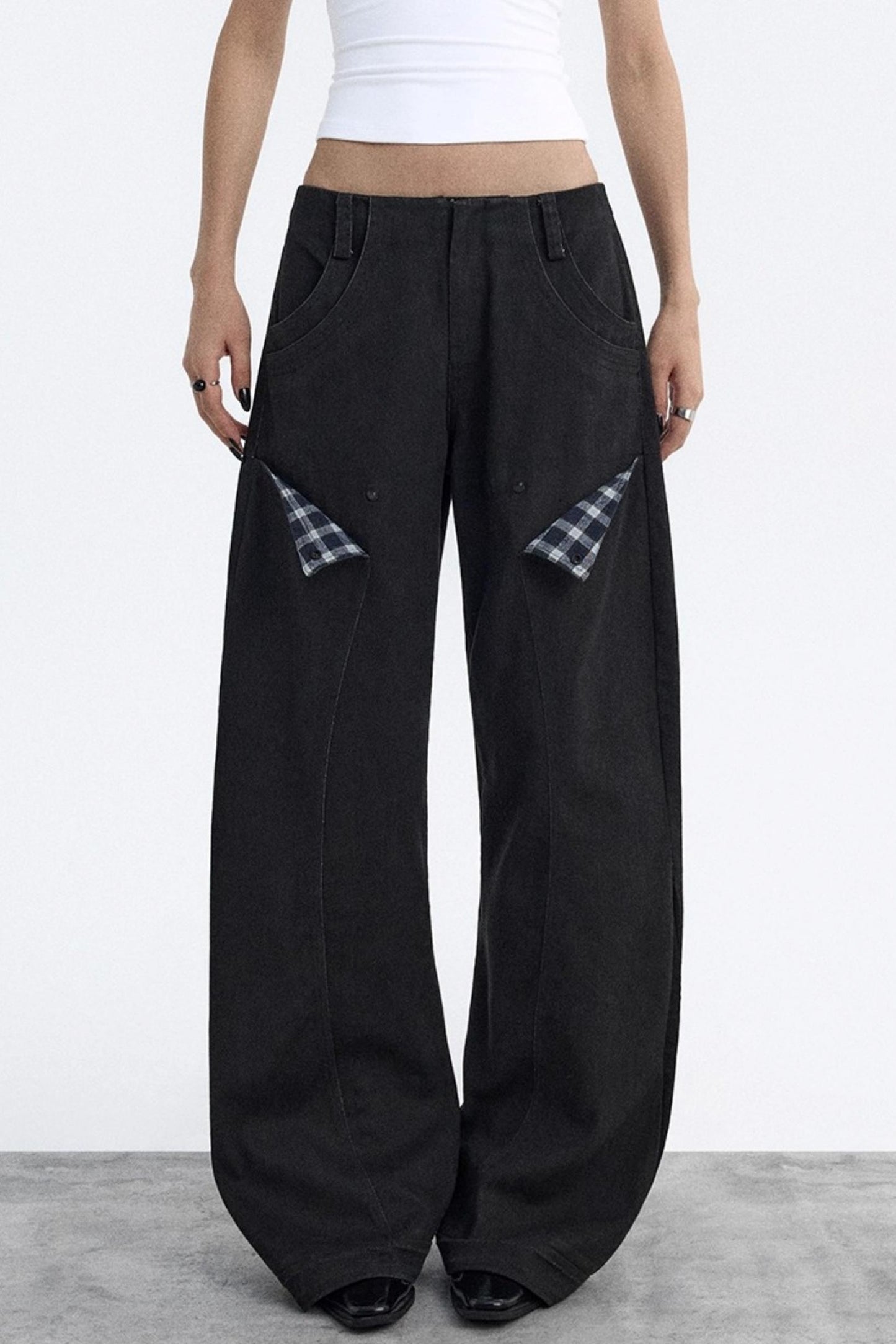 Deconstructed Matte Black Cargo Pants