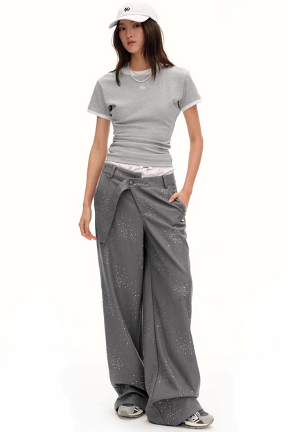 Color-Block Ruched Slim Tee