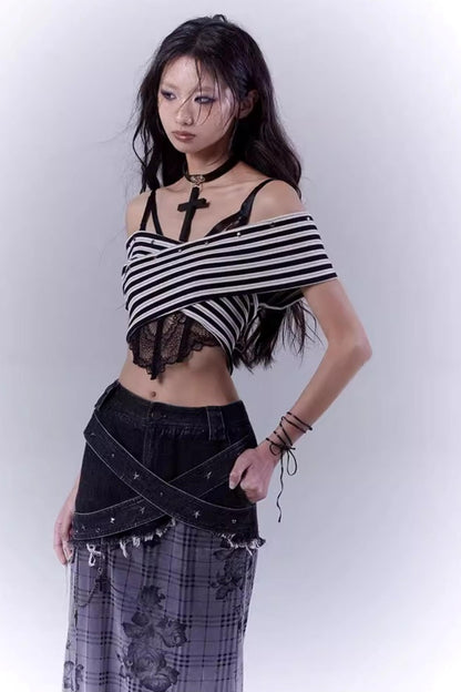 Striped Smock Blouse Set-Up