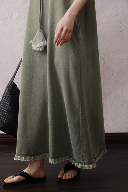 Green Tassel Tank Dress