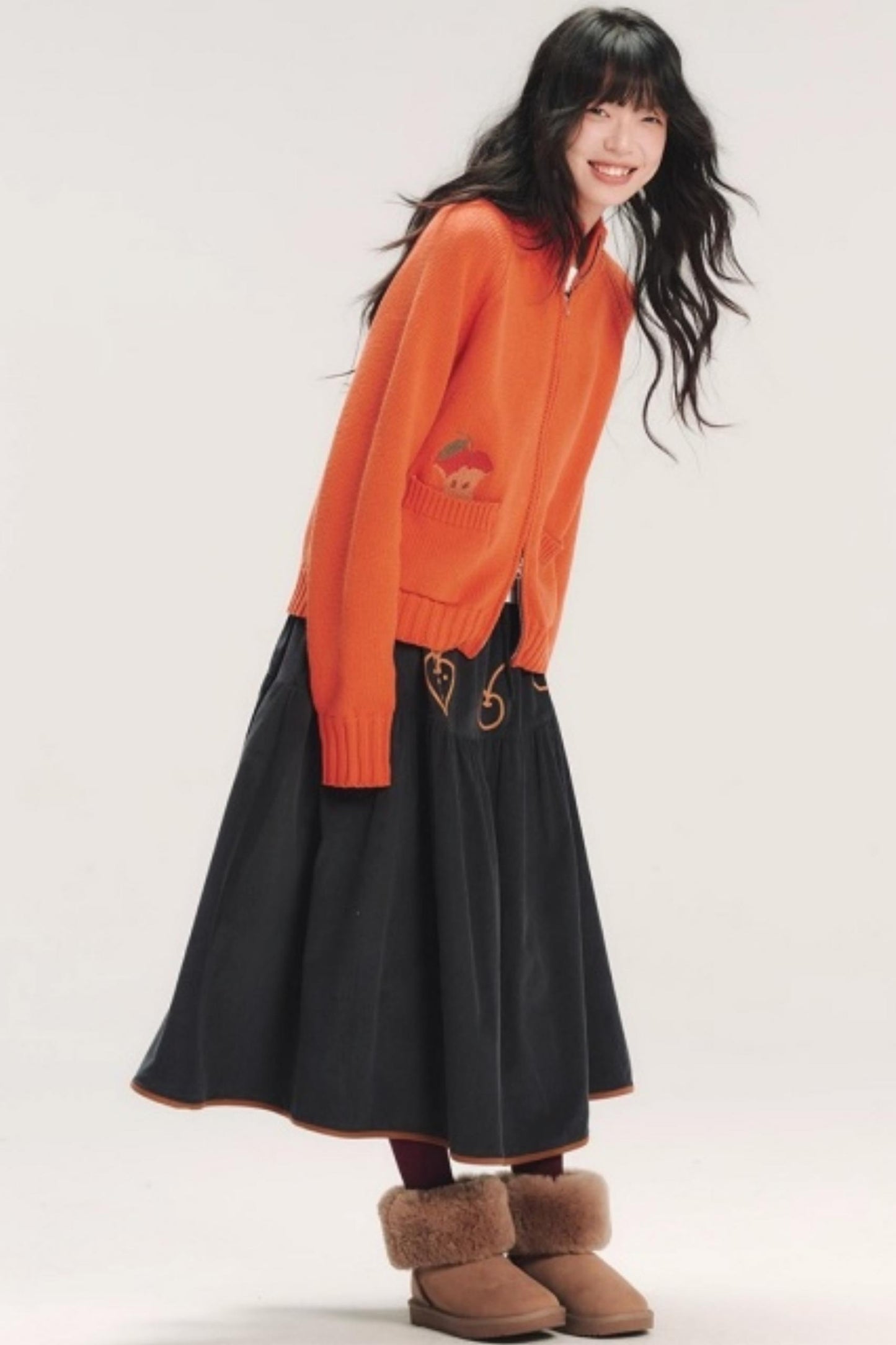 Hand-Painted Corduroy Skirt