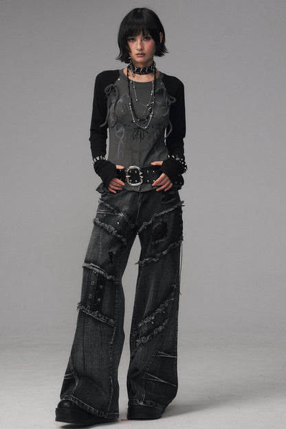 Asian Lace Stretch Long Sleeve T-Shirt