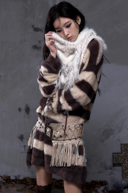 Vintage Fringe Triangle Scarf