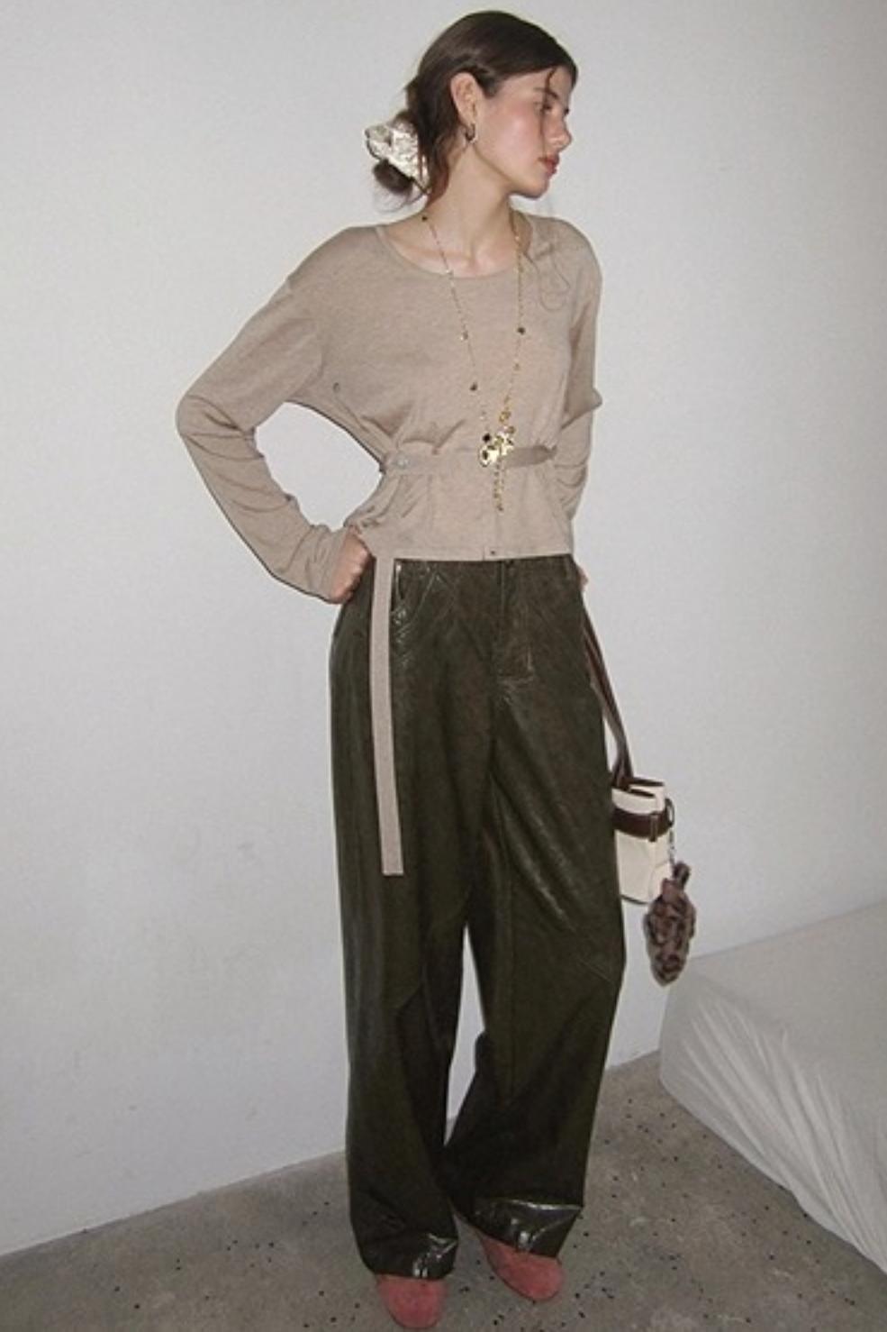 Slim Straight Leather Pants