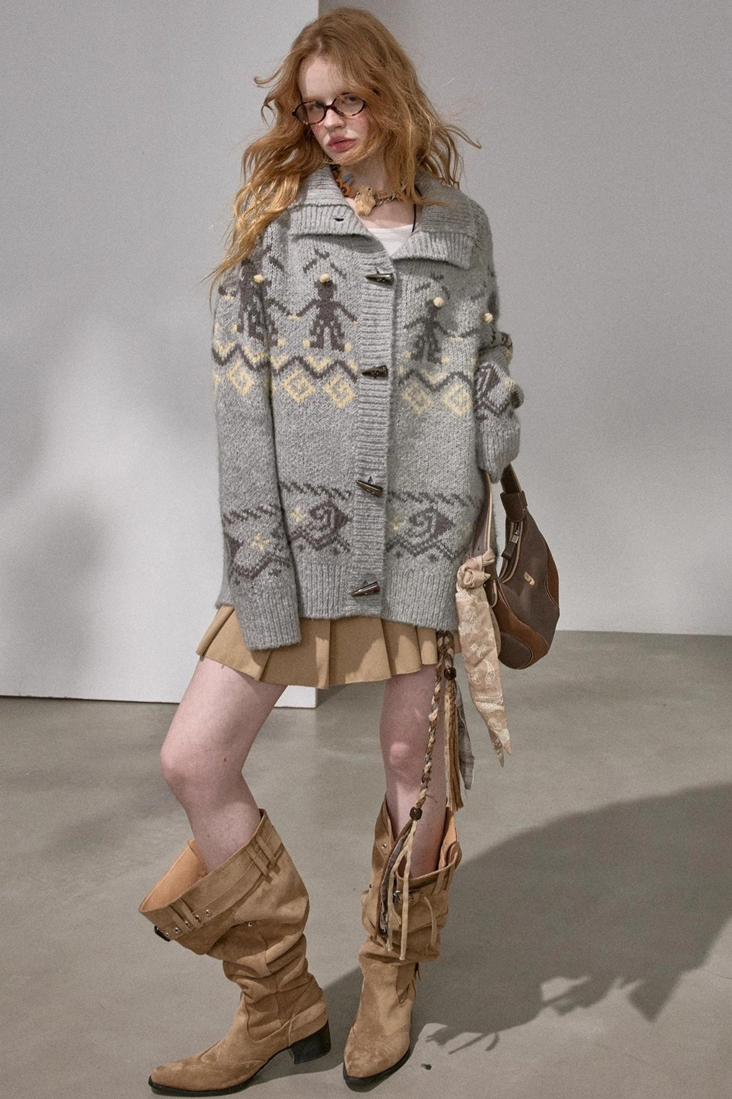 Pom-Pom Knit Cardigan Jacket