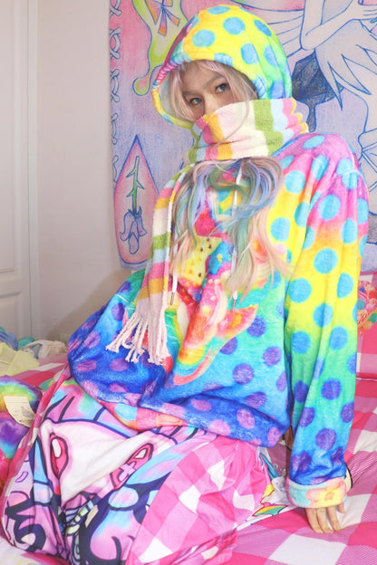 Colourful Polka Dot Hooded Sweatshirt