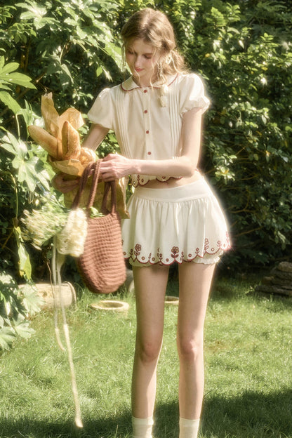 White Lace Shirt Skirt Set-Up