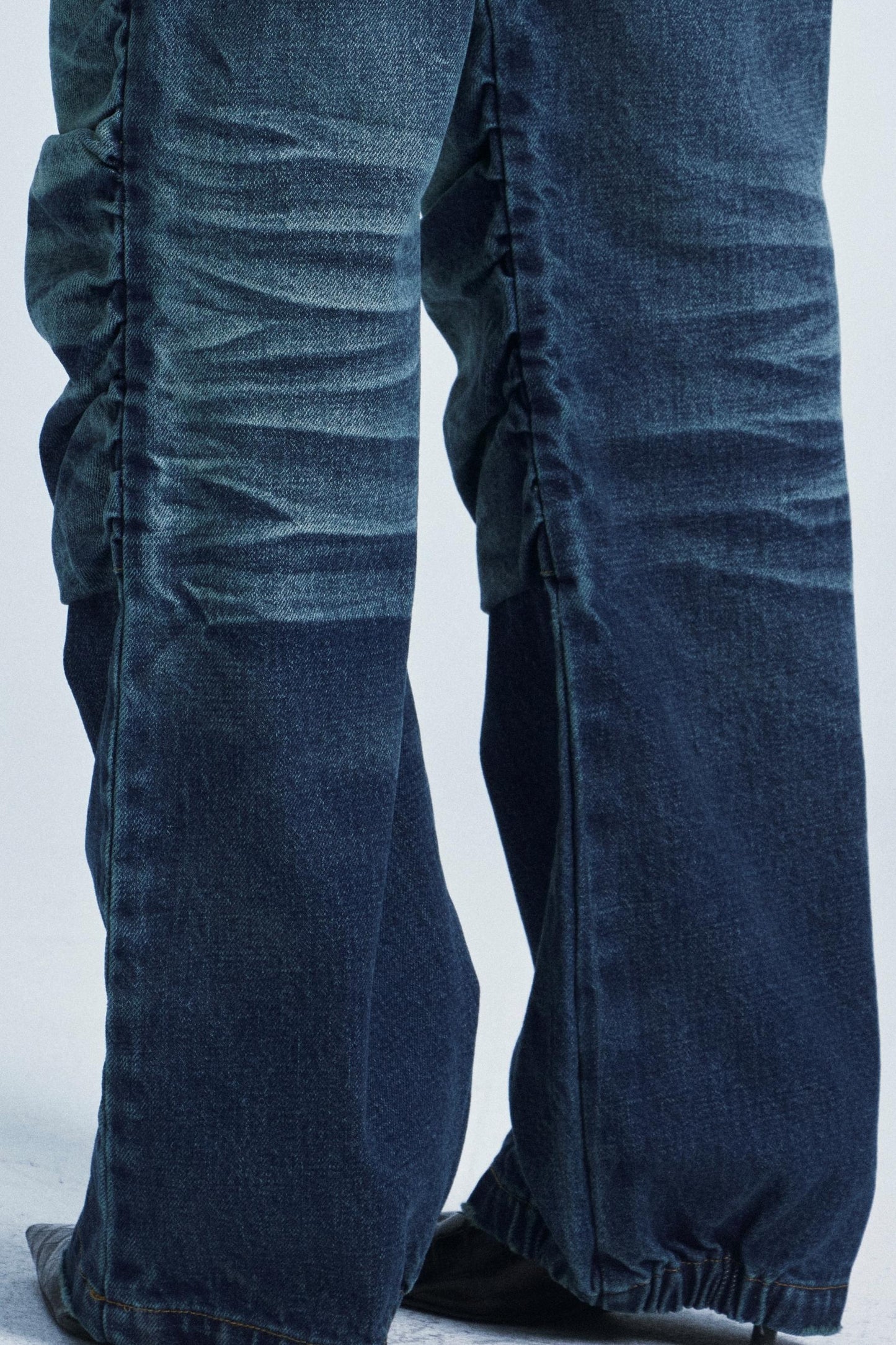 Distressed Denim Patch Pants