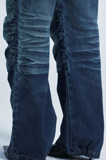 Distressed Denim Patch Pants