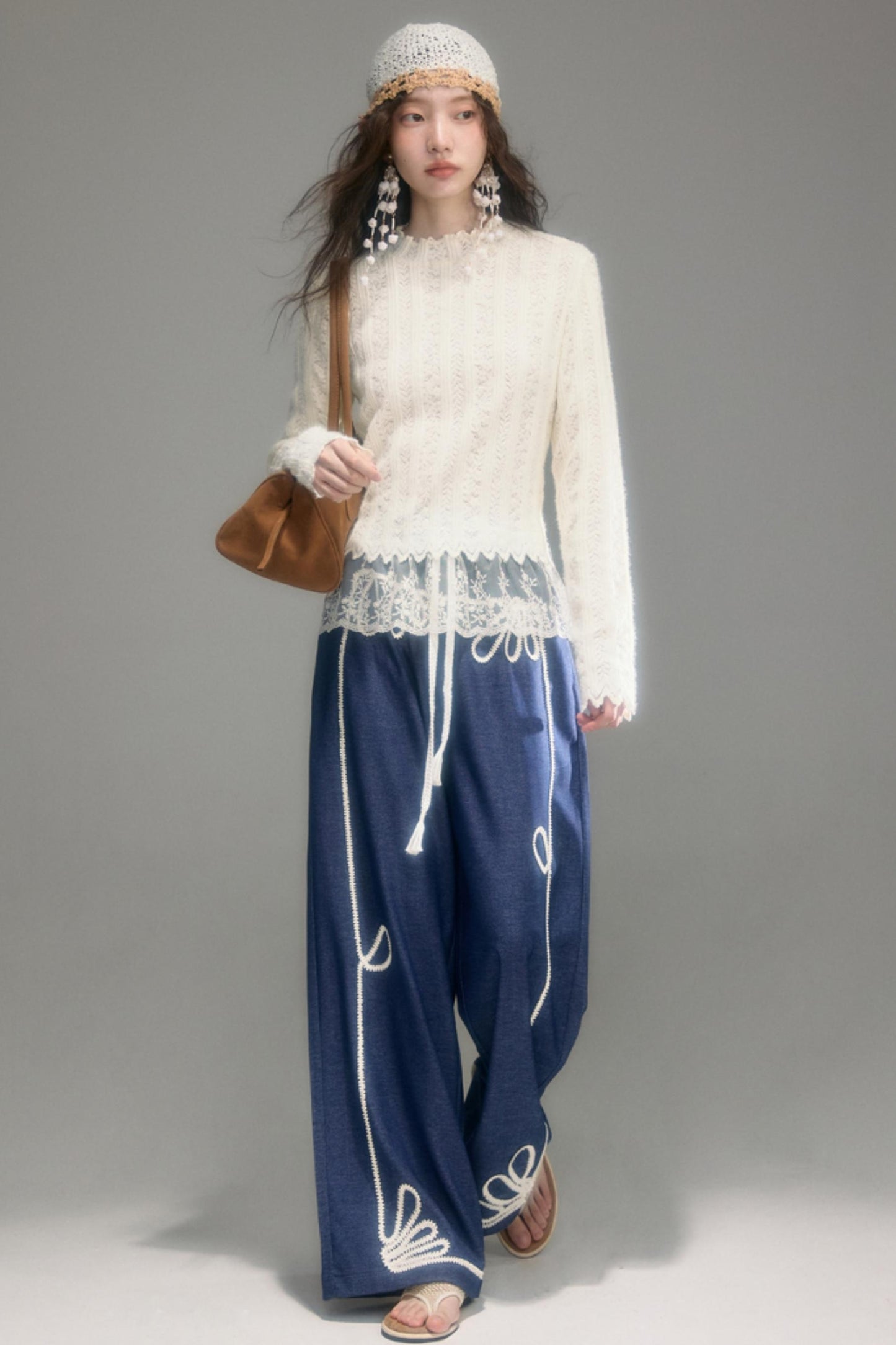 Cloud Lace Knit Long Sleeve Top