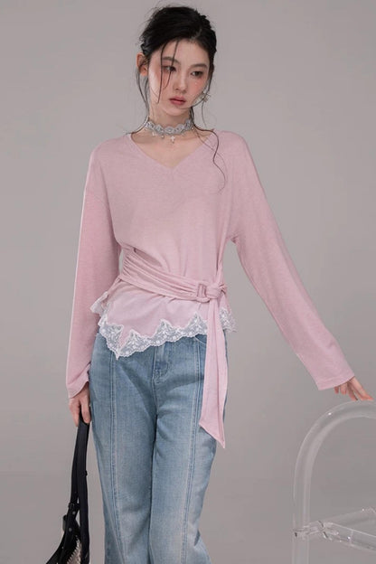 Pink Lyocell Lace Top